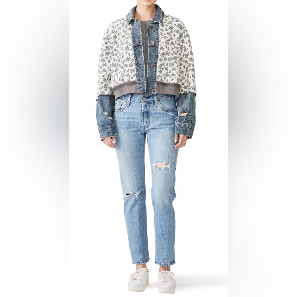 Free people ditsy denim jacket
